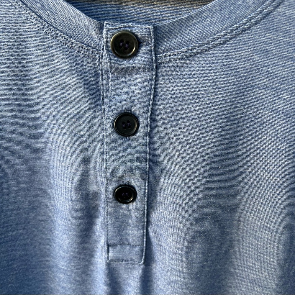 Lululemon Men’s T.H.E. Henley Long Sleeve Shirt SIZE LARGE HEATHERED Dark Cobalt - Picture 3 of 6